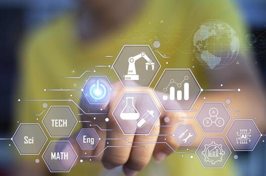 The concept of education and learning through the internet computer network is self-learning. photo