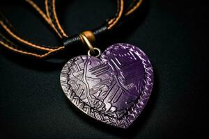 Bravery in Focus - Macro Photography of the Purple Heart Medal - AI generated photo