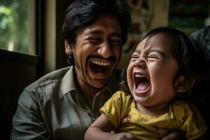 Joyful Parent and Baby Tickling - Close-up Lifestyle Photo with Love, Affection, and Baby's Laughter in Home Setting - AI generated