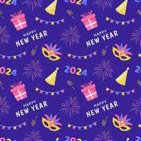 Happy New Year 2024 Seamless Pattern Illustration with Elements Decoration New Years Background vector