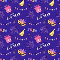 Happy New Year 2024 Seamless Pattern Illustration with Elements Decoration New Years Background vector