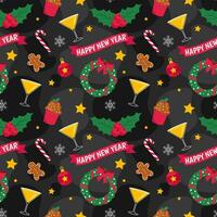 Happy New Year 2024 Seamless Pattern Illustration with Elements Decoration New Years Background vector