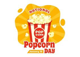 National Popcorn Day Vector Illustration on January 19th with a Big Box Popcorns to Poster or Banner in Flat Cartoon Background Design