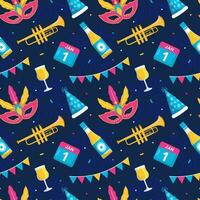 Happy New Year 2024 Seamless Pattern Illustration with Elements Decoration New Years Background vector