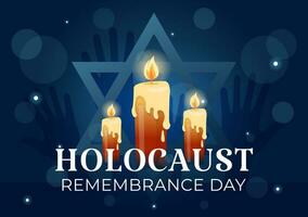 International Holocaust Remembrance Day Vector Illustration on 27 January with Yellow Star and Candle to Commemorates the Victims in Flat Background