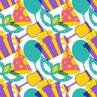 Happy New Year 2024 Seamless Pattern Illustration with Elements Decoration New Years Background vector