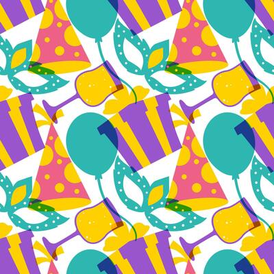 Happy New Year 2024 Seamless Pattern Illustration with Elements Decoration New Years Background