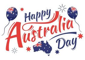 Happy Australia Day Vector Illustration on 26 January with Map and Australian Flag for Banner or Poster in Flat Cartoon Background Design