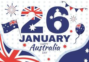 Happy Australia Day Vector Illustration on 26 January with Map and Australian Flag for Banner or Poster in Flat Cartoon Background Design