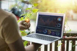 The concept of using AI and smart farming. photo