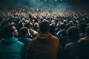 back view of crowd of fans watching live concert ai generative photo