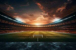 illuminated football stadium at night ai generative photo