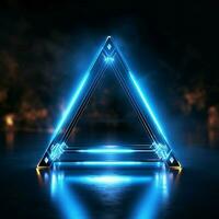 Vivid blue neon triangle element adds a bold, modern touch For Social Media Post Size AI Generated photo