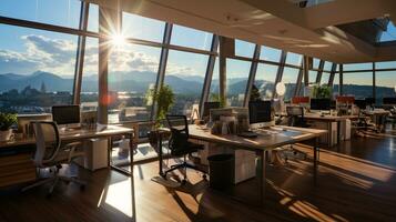 3d rendered modern empty Office Interior ai generative photo