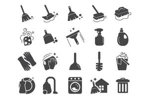 set of cleaning tools icons vector