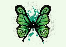 Watercolor Green butterflies isolated on white background vector