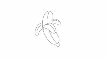 Animation forms a sketch of a banana fruit icon video