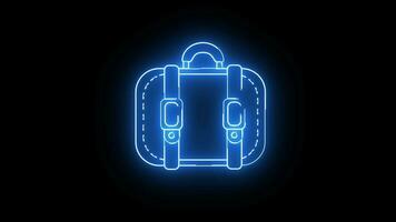 Animation of a suitcase icon with a neon saber effect video