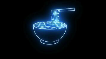 Animated icon of a bowl of noodles with a neon saber effect video