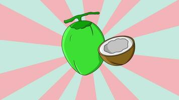 Animation of a coconut icon with a rotating background video