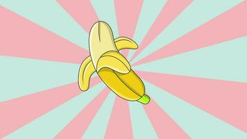 animated banana icon with a rotating background video