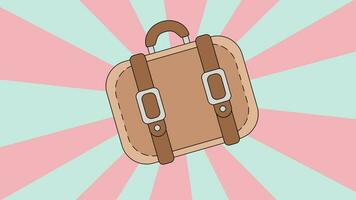 Animation of a suitcase icon with a rotating background video