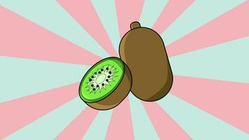 animado kiwi Fruta icono con un giratorio antecedentes video