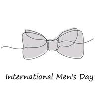 International men's day card drawn in one continuous line. One line drawing, minimalism. Vector illustration.