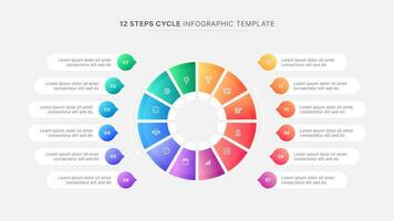 ciclo infografía diseño modelo con 12 etapas vector