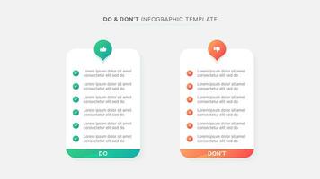 Dos and Don'ts, Pros and Cons, VS, Versus Comparison Infographic Design Template vector