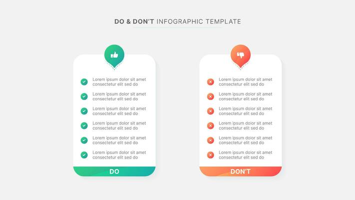 Dos and Don'ts, Pros and Cons, VS, Versus Comparison Infographic Design Template