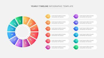 anual cronograma circular infografía modelo con 12 meses vector