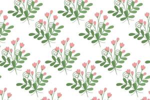 Endless pattern of bouquet of spring twigs with small leaves, flowering branches and frizzy plants vector