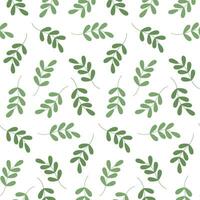 Seamless pattern of spring branches with small leaves in fashionable green shades. Wrapping design concept vector