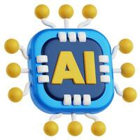 Artificial intelligence chip 3D icon design. Technology and engineering concept illustration photo