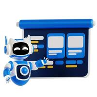 3D icon robot presentation. Artificial intelligence presentation by a cute robot illustration photo