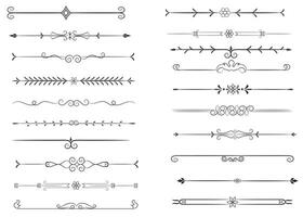 Page Divider And Design Elements. Set of Various Simple Black Divider Design, Assorted Divider Collection Template Vector. Collection of floral dividers elements mega decoration for Calligraphy. vector