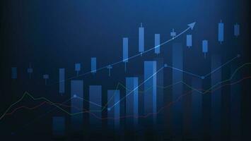 Financial business statistics with bar graph and candlestick chart show stock market background vector