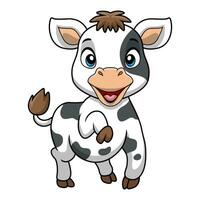 linda vaca dibujos animados en blanco antecedentes vector