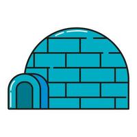 Igloo, icy cold house, winter built from ice blocks icon vector Illustration