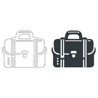 Business suitcase bag icon. Portfolio line and glyph version, Briefcase outline and filled vector sign.  Symbol, logo illustration. Different style icons set