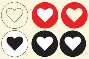 red heart vector icon set