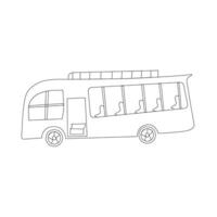 bus icon in outline design isolated on white background. Rest and travel symbol stock vector illustration.