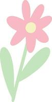 Hand Drawn Stemmed Flower Element vector