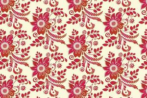 rojo floral modelo con tipo paisley flor vector