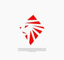 abstract red lion logo design template vector