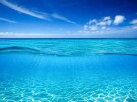 Clear Blue Ocean Endless View Generative Ai photo