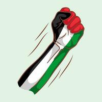 fist with color of palestine flag vector illustration