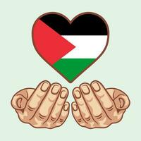 Pray for palestine on heart shape illustration vector graphic