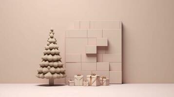 3d rendered Christmas tree adorned with gifts ai generative photo